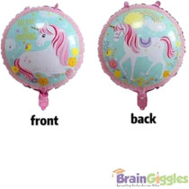 Brain Giggles 2Pcs Unicorn Foil Balloon, 16 Inch Large Unicorn Round Balloon, For Unicorn Theme Party Supplies, Baby Shower, Home Office Decor, Birthday Backdrop