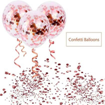 Brain Giggles Rose Gold Balloons, Confetti Latex Balloon Foil Heart Star Balloons For Birthday Wedding Baby Shower Party Balloon Decoration Party Supplies, Pack Of 2