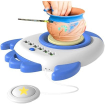 Brain Giggles Kids Pottery Wheel, Motorized Pottery Wheel Activity Set, Complete Pottery Wheel And Painting Kit Mess Free Air Dry Clay For Kids, Blue