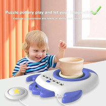 Brain Giggles Kids Pottery Wheel, Motorized Pottery Wheel Activity Set, Complete Pottery Wheel And Painting Kit Mess Free Air Dry Clay For Kids, Blue