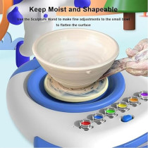 Brain Giggles Kids Pottery Wheel, Motorized Pottery Wheel Activity Set, Complete Pottery Wheel And Painting Kit Mess Free Air Dry Clay For Kids, Blue
