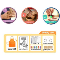 Brain Giggles Kids Pottery Wheel, Motorized Pottery Wheel Activity Set, Complete Pottery Wheel And Painting Kit Mess Free Air Dry Clay For Kids, Blue