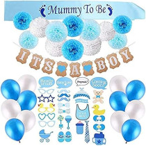 Brain Giggles Its A Boy Baby Shower Gender Reveal Party Decorations, Blue
