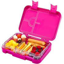 Brain Giggles Bpa Free Leakproof Airtight Bento Lunchbox With 6 Adjustable Compartments, 760 Ml Insulated Tiffin Box With Removable Tray For Kids And Adults Perfect For School Office, Dark Pink