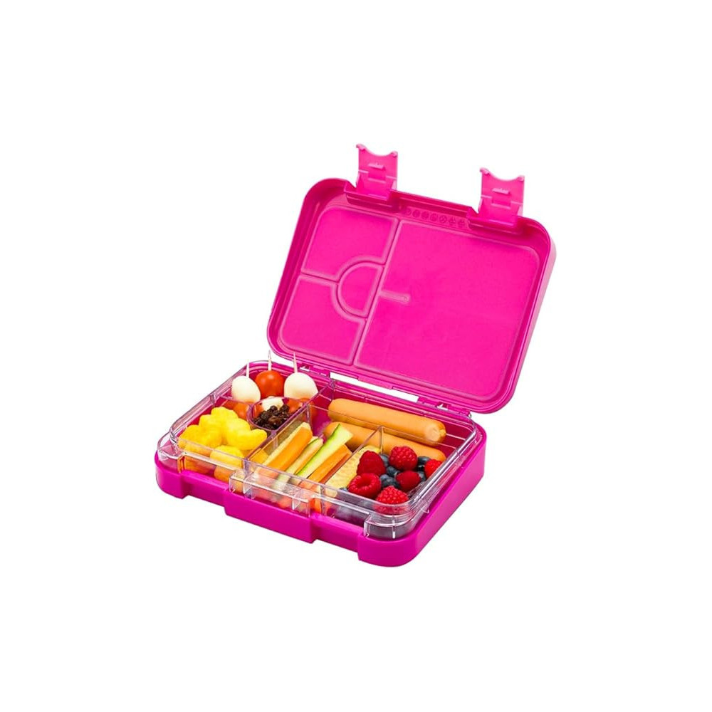 Brain Giggles Bpa Free Leakproof Airtight Bento Lunchbox With 6 Adjustable Compartments, 760 Ml Insulated Tiffin Box With Removable Tray For Kids And Adults Perfect For School Office, Dark Pink