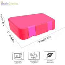 Brain Giggles Bpa Free Leakproof Airtight Bento Lunchbox With 6 Adjustable Compartments, 760 Ml Insulated Tiffin Box With Removable Tray For Kids And Adults Perfect For School Office, Dark Pink