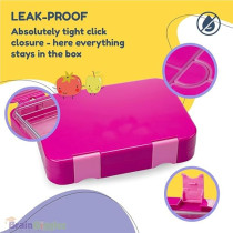 Brain Giggles Bpa Free Leakproof Airtight Bento Lunchbox With 6 Adjustable Compartments, 760 Ml Insulated Tiffin Box With Removable Tray For Kids And Adults Perfect For School Office, Dark Pink
