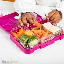 Brain Giggles Bpa Free Leakproof Airtight Bento Lunchbox With 6 Adjustable Compartments, 760 Ml Insulated Tiffin Box With Removable Tray For Kids And Adults Perfect For School Office, Dark Pink