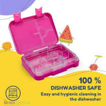 Brain Giggles Bpa Free Leakproof Airtight Bento Lunchbox With 6 Adjustable Compartments, 760 Ml Insulated Tiffin Box With Removable Tray For Kids And Adults Perfect For School Office, Dark Pink