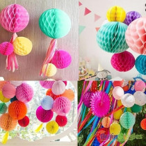 Brain Giggles Honeycomb Ball Party Decorations, Diy Hanging Balls Paper Pom Poms, Round Honeycomb Paper Lanterns, For Wedding, Birthday Party Decorations, Dark Pink
