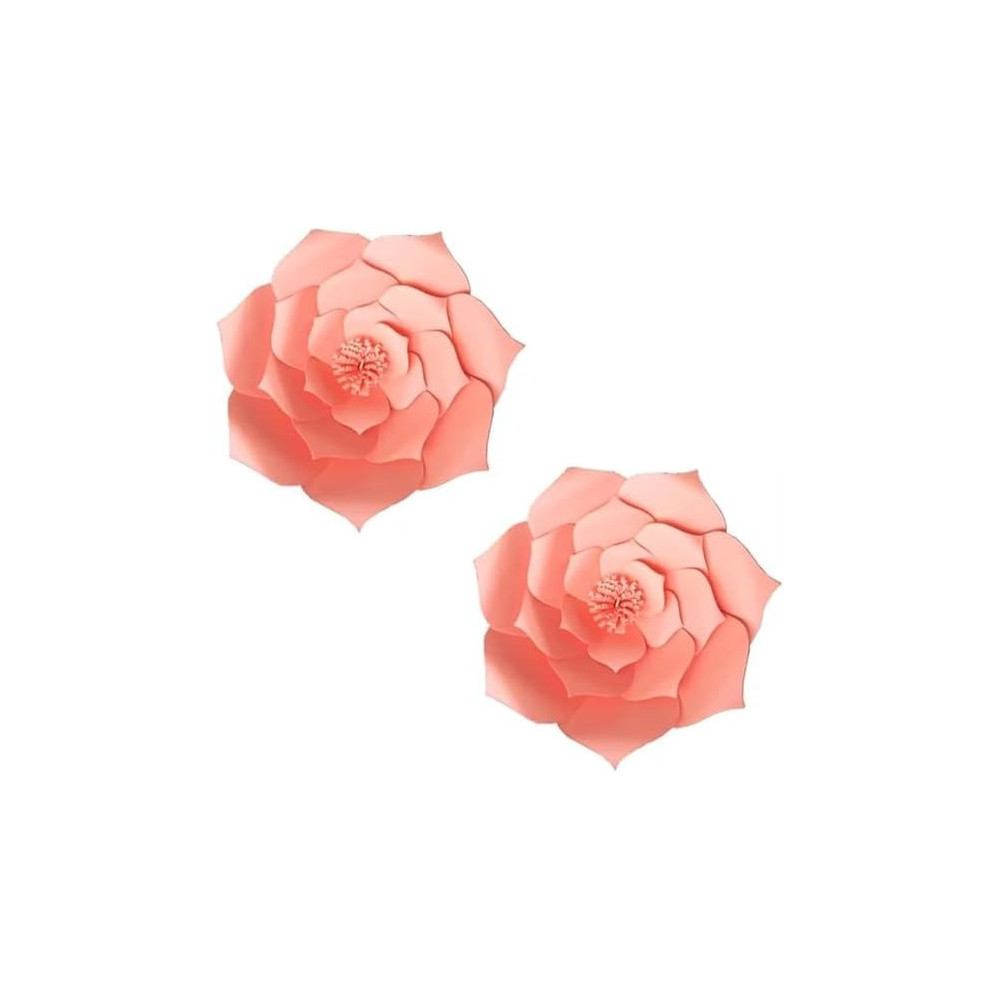 Brain Giggles 2 Pcs Light Pink 20Cm Diy Rose 3D Paper Flower Paper Backdrop Flower Crafting Wall Decoration For Wedding Birthday Home Party Celebration