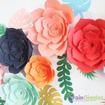 Brain Giggles 2 Pcs Light Pink 20Cm Diy Rose 3D Paper Flower Paper Backdrop Flower Crafting Wall Decoration For Wedding Birthday Home Party Celebration