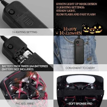 Brain Giggles Halloween Mask With LED Light Up Purge Mask, Set Of Two Masks, 1 With Purple Plus 1 With Blue LED Lights With 3 LED Flash Modes, Halloween Party Mask For Kids/Adults, Halloween Accessory
