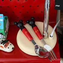 Brain Giggles Mickey Mouse Stainless Steel Spoon Ergonomic Portable Kids Cutlery Set