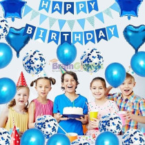 Brain Giggles 50Pcs Latex And Confetti Balloons 12 Inches For Party Balloon, Wedding, Graduation, Kids Birthday Party, Christmas, Baby Shower, Blue