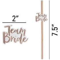 Brain Giggles 10Pcs Team Bride Straws Rose Gold With Letter Hen Bachelorette Wedding Decorations