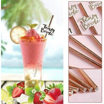 Brain Giggles 10Pcs Team Bride Straws Rose Gold With Letter Hen Bachelorette Wedding Decorations