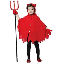 Brain Giggles Devil Halloween Costume For Kids, Scary Devil Costume With Devil Horns, Gloves, Devil Fork, Scary Costume For Boys And Girls For Halloween Party, Small