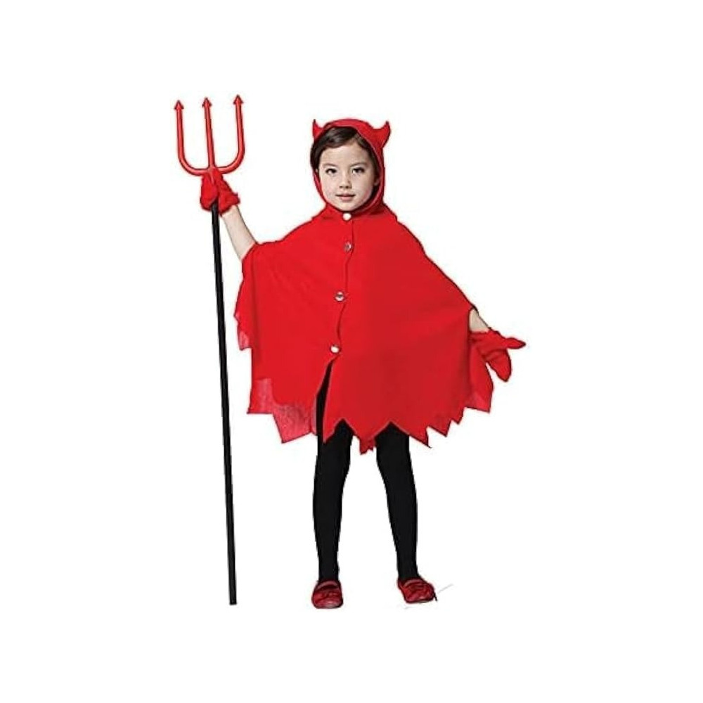 Brain Giggles Devil Halloween Costume For Kids, Scary Devil Costume With Devil Horns, Gloves, Devil Fork, Scary Costume For Boys And Girls For Halloween Party, Small
