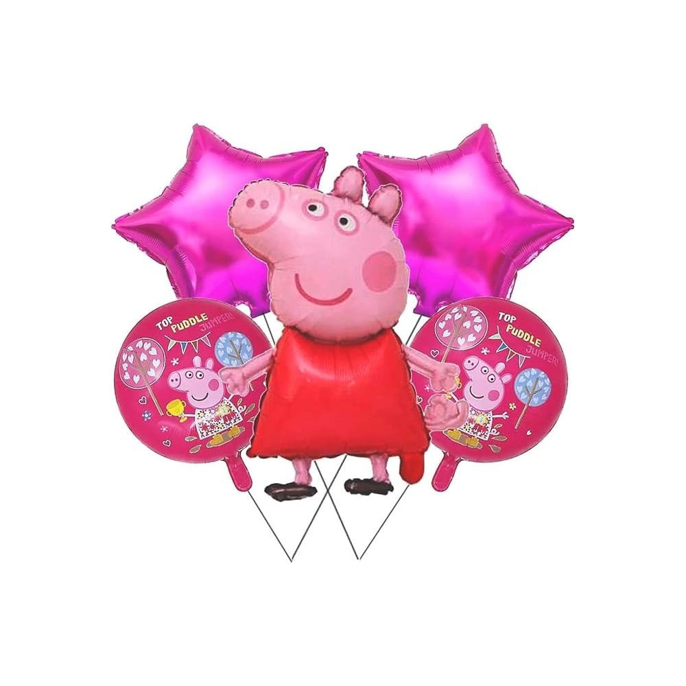 Brain Giggles 5 Pcs Peppa Pig Foil Balloons For Birthday Party Decorations Supplies