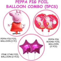 Brain Giggles 5 Pcs Peppa Pig Foil Balloons For Birthday Party Decorations Supplies