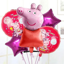 Brain Giggles 5 Pcs Peppa Pig Foil Balloons For Birthday Party Decorations Supplies