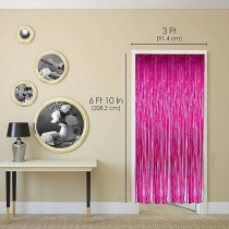 Brain Giggles Metallic Foil Curtain For Birthday Party Decoration Fringe Tinsel Backdrop, Pink, Pack Of 2