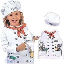 Brain Giggles Chef Costume For Kids With Coat And Cap For Halloween, Cosplay And Fancy Dress For 3-8 Years, White