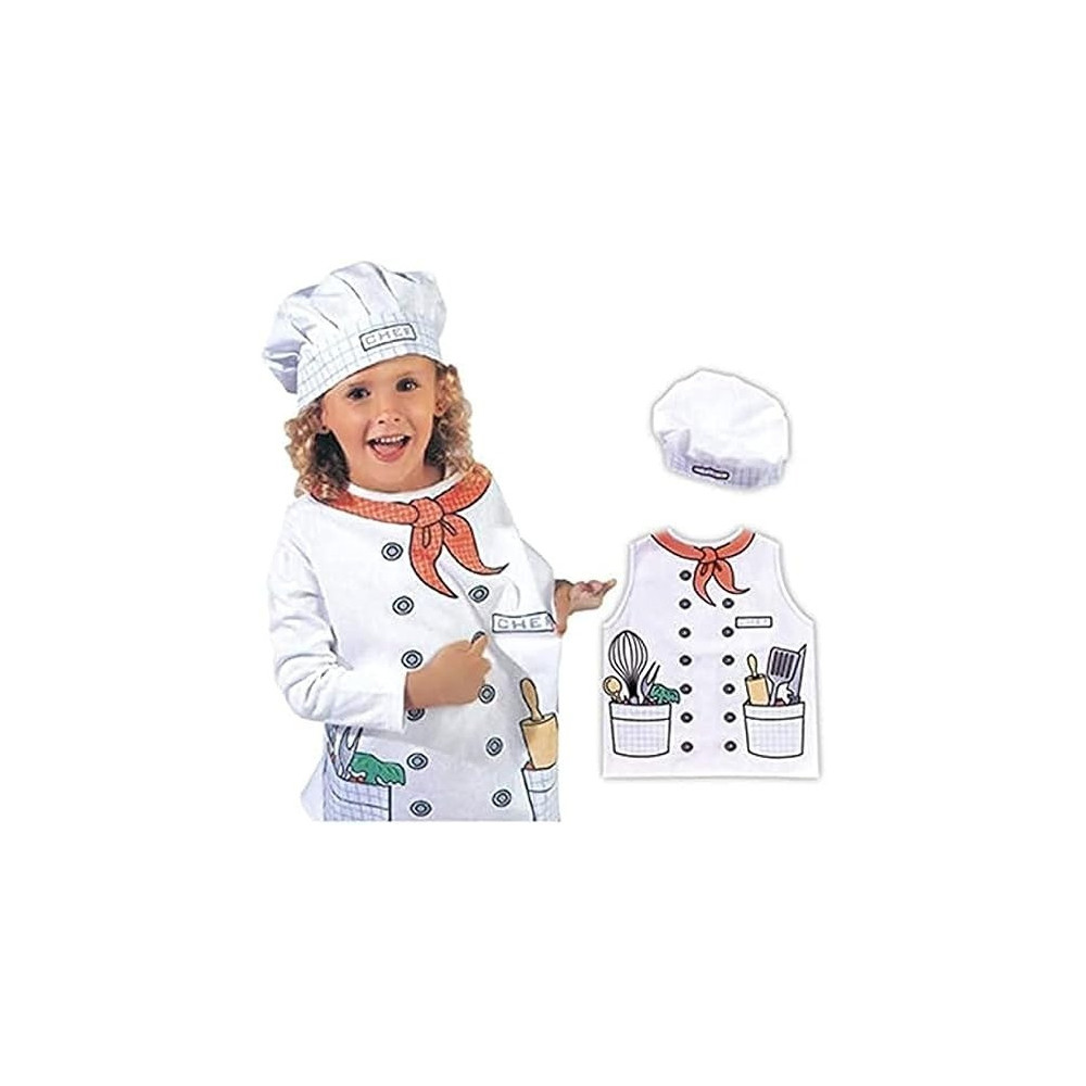 Brain Giggles Chef Costume For Kids With Coat And Cap For Halloween, Cosplay And Fancy Dress For 3-8 Years, White