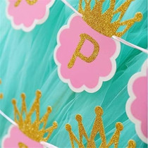 Brain Giggles Princess Glitter Happy Birthday Crown Banners, Pink/Golden