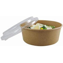 SNH Packing Eco Friendly Kraft Salad Bowl Bio Disposable Dishes Soup Bowl Brown With Lid, 1000Ml, 25 Pieces