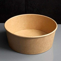 SNH Packing Eco Friendly Kraft Salad Bowl Bio Disposable Dishes Soup Bowl Brown With Lid, 1000Ml, 25 Pieces