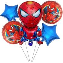 Brain Giggles Spiderman Foil Balloon Set Of 5, Spiderman Birthday Theme Decorations Party Supplies With Spiderman Balloons For Birthday Party For Kids