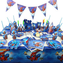 Brain Giggles Spiderman Theme Disposable Tableware, Set Of 16 Items For 10 People, 136 Pieces