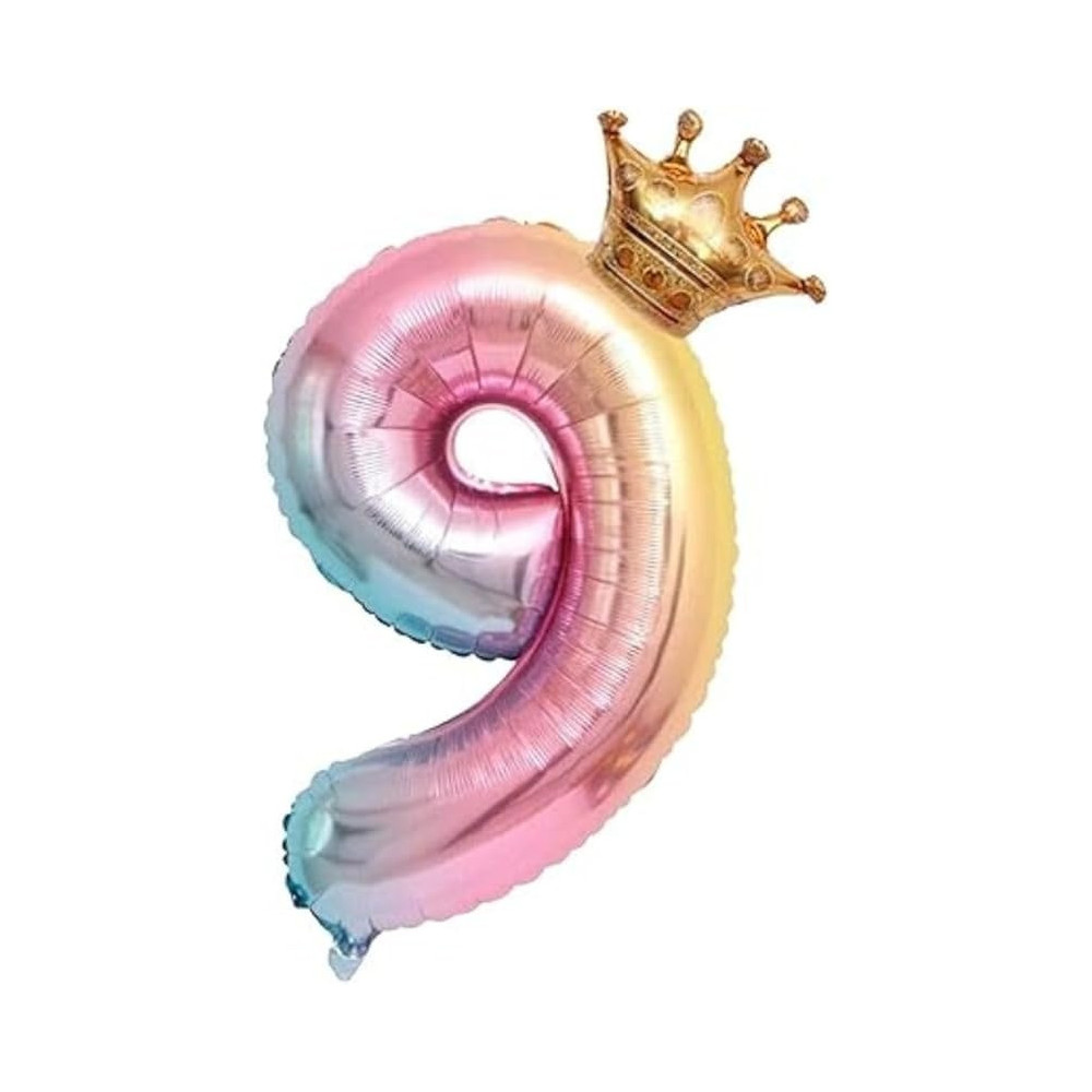 Brain Giggles, Multicolour 32 Inch Number Foil Balloon Helium For Birthday, Anniversary Party Decorations, Number 9