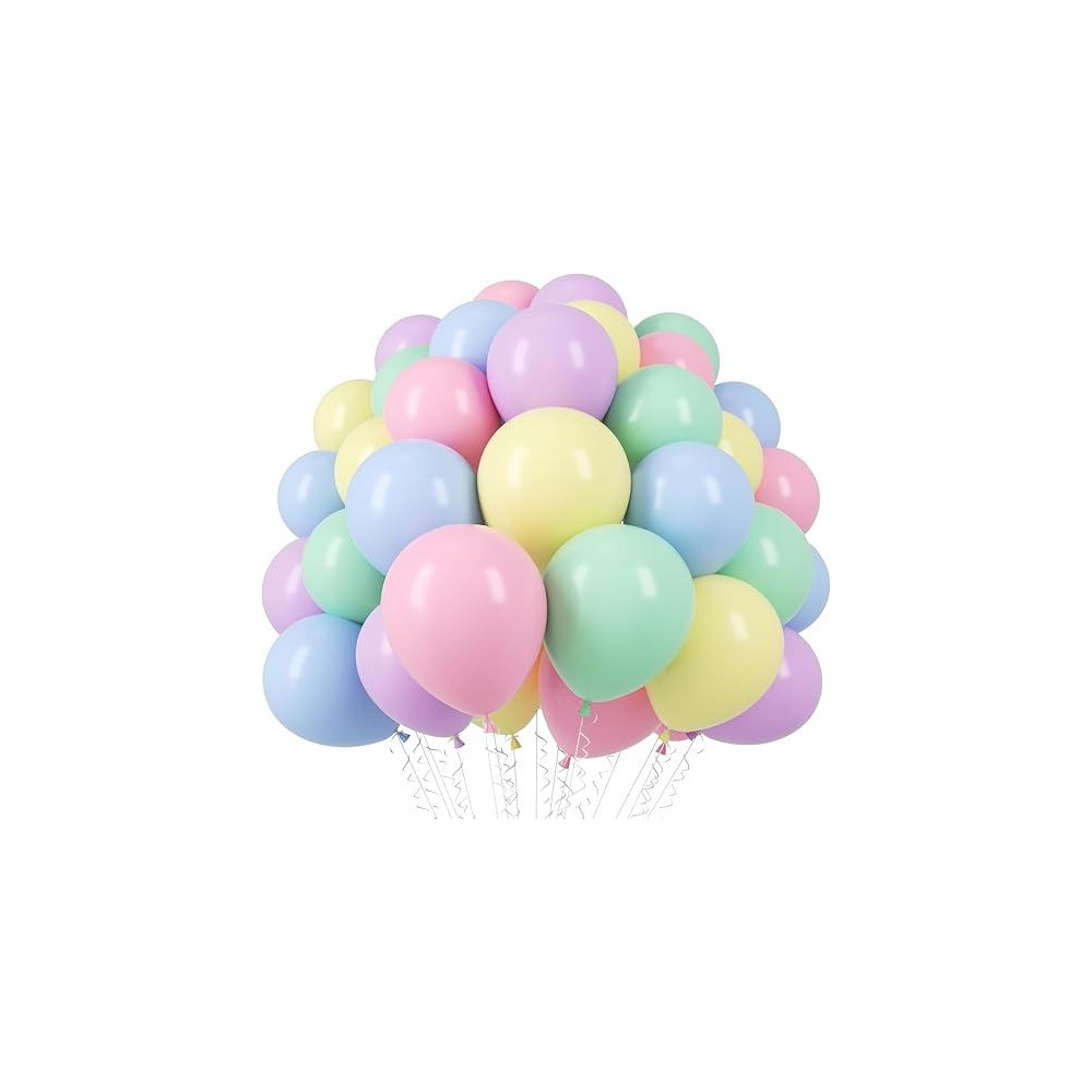 Brain Giggles Pastel Macaron Latex Balloons 12-Inch Party Decorations Perfect For Birthday Parties, Weddings Celebrations Assorted Colors, Pack Of 100