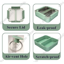 Brain Giggles 2 Compartments Stainless Steel Bento Lunch Box With Removable Inner Tray, Leak Proof Lunch Box For Kids, Adults, Green
