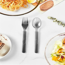 Transparent Grey Disposable Plastic Spoon And Fork Set Thick And Sturdy Plastic Cutlery Includes Free Wet Wipes Ideal For Parties Picnics Daily Use, 20 Pieces