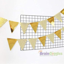 Brain Giggles Happy Anniversary Banner And Gold Pennant Banner For Wedding Anniversary Decoration Party Supplies