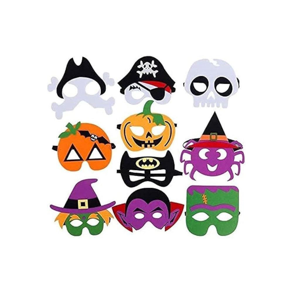 Brain Giggles 10 Multicolor Masks, Unisex, Kids And Adults, Adjustable String, Reusable, Comfortable Foam Mask For Halloween, Cosplay And Birthday Party, 10 Pieces