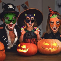 Brain Giggles 10 Multicolor Masks, Unisex, Kids And Adults, Adjustable String, Reusable, Comfortable Foam Mask For Halloween, Cosplay And Birthday Party, 10 Pieces
