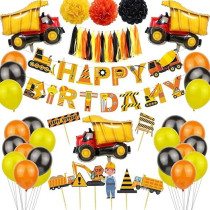 Brain Giggles Construction Theme Birthday Decoration Kit, 57 Pieces
