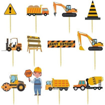 Brain Giggles Construction Theme Birthday Decoration Kit, 57 Pieces