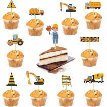 Brain Giggles Construction Theme Birthday Decoration Kit, 57 Pieces