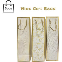 Brain Giggles Set Of 3 Wine Bags, Long Kraft Paper Gift Bags For Wedding, Birthday, Anniversary, Housewarming Gifts, 38 X 11 X 11Cms