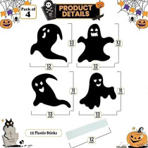 Brain Giggles Ghost Yard Signs For Halloween Outdoor Garden Yard Decorations, Set Of 4 Pieces