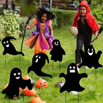 Brain Giggles Ghost Yard Signs For Halloween Outdoor Garden Yard Decorations, Set Of 4 Pieces