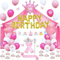 Brain Giggles Princess Theme Birthday Party Decoration Set, 45 Pieces