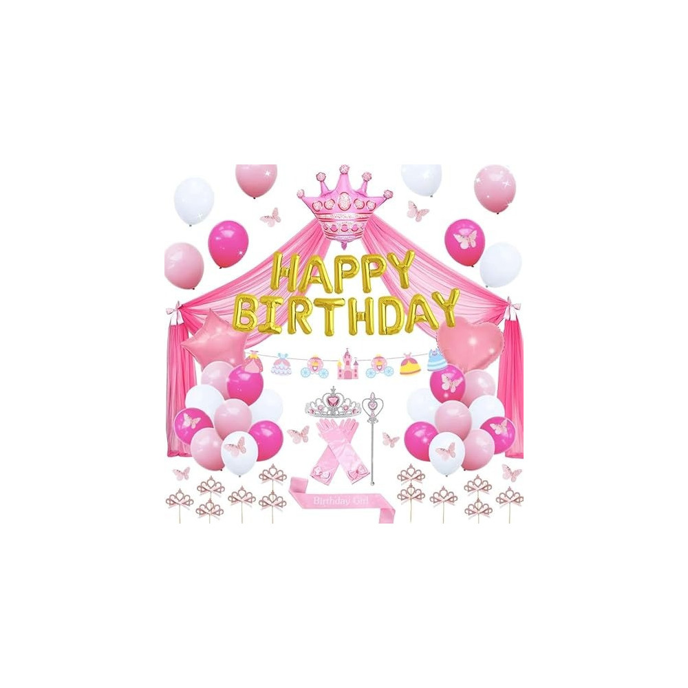 Brain Giggles Princess Theme Birthday Party Decoration Set, 45 Pieces