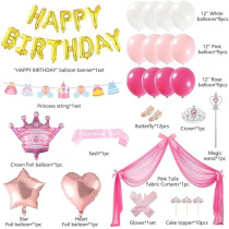 Brain Giggles Princess Theme Birthday Party Decoration Set, 45 Pieces